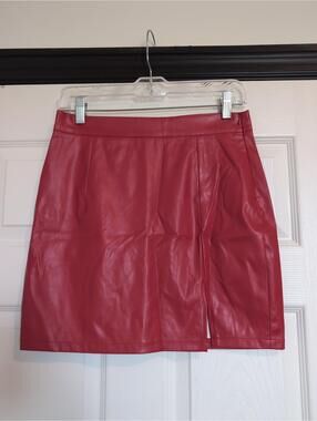 Medium red pleather sexy hot mini skirt